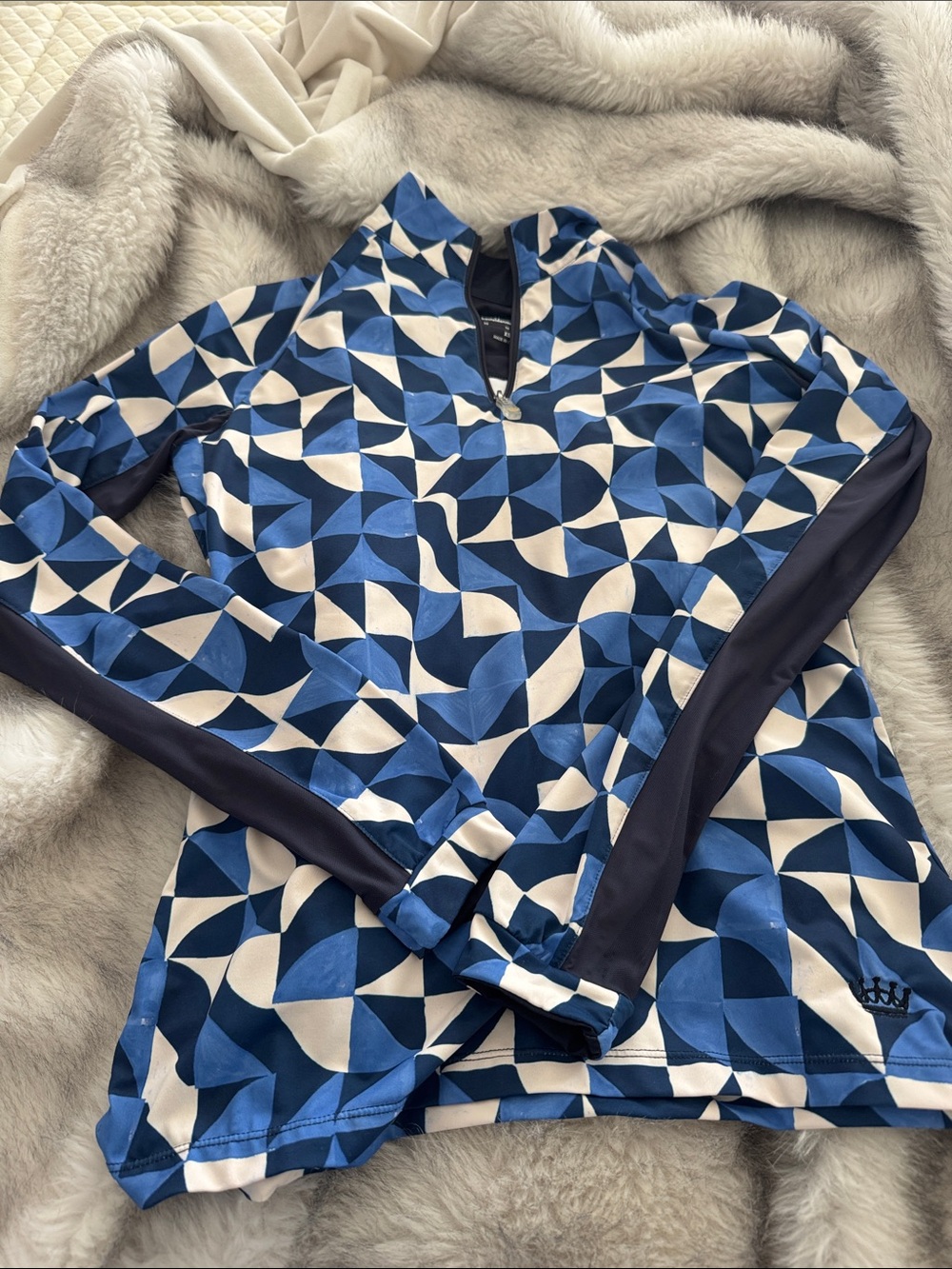 Kastel Denmark Charlotte Geometric Blue Quarter-Zip Pullover XS